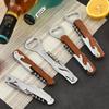 Herramienta Plegable Portátil de Madera y Acero Inoxidable Cuchillo Sacacorchos Abrebotellas de Vino Tinto Herramienta Multifuncional para Exteriores Accesorios de Bar