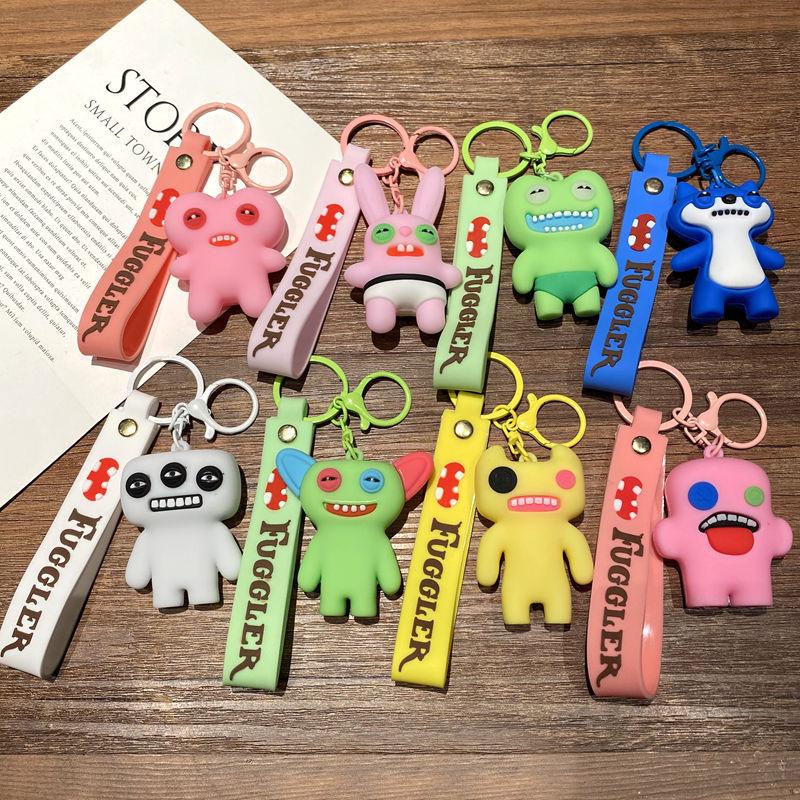 Budding Monster Keychain Ugly Cute Doll Bag Pendant Fuggler Tooth Monster Doll Machine Gift