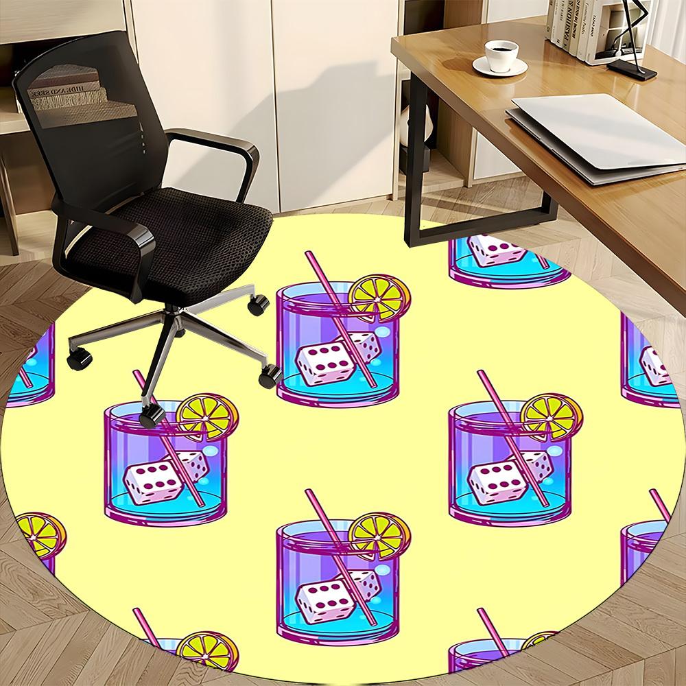 1pc Dice Cocktail Pattern Chair Carpet for Office Non Slip, Lightweight, Machine Washable Rug for Office Holiday Decor