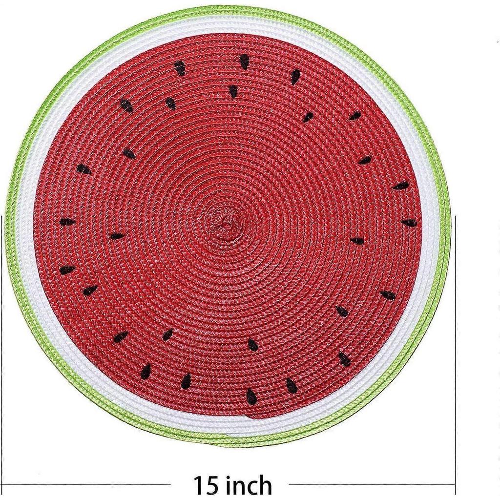 Round Braided Placemats 15 Inch Round Table Mats for Dining  Heat Resistant Place mats Set of 6 (Watermelon red)