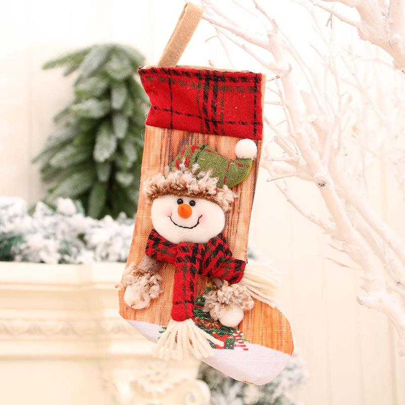 Three-dimensional Printed Christmas Stocking Gift Bag Snowman Christmas Decorations Small Gifts for Children