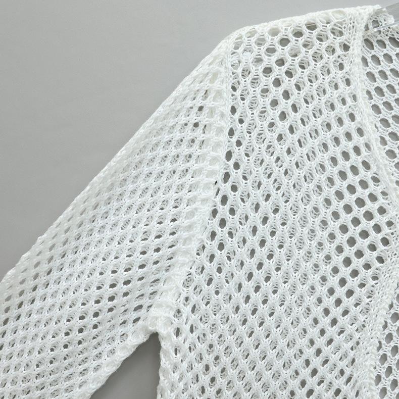 Letní dámské plážové šaty jednobarevné sexy pletené vyhloubené bikiny plavky zahalující krém na opalování dlouhé šaty