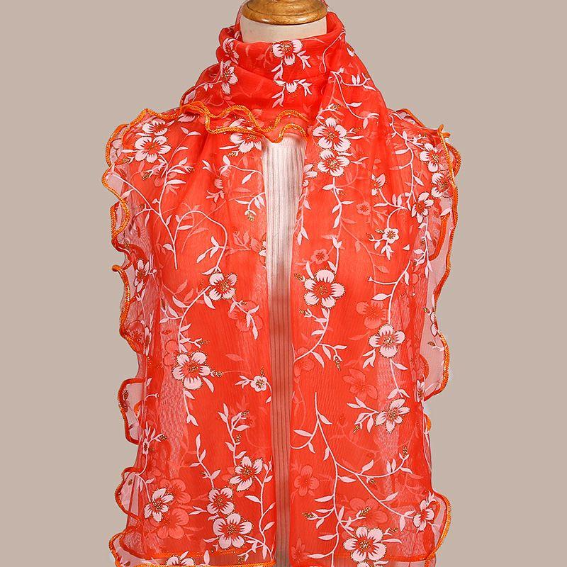 Bohemianischer geprägter Blumendruck Türkis & Weiß Schal Stola für Damen | Leicht Atmungsaktiv Winddicht | Maschinenwaschbar