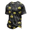 Men's Halloween Print Crew Neck Short Sleeve Top with Pumpkin and Web Pattern Casual Fit T Shirt for Daily Wear