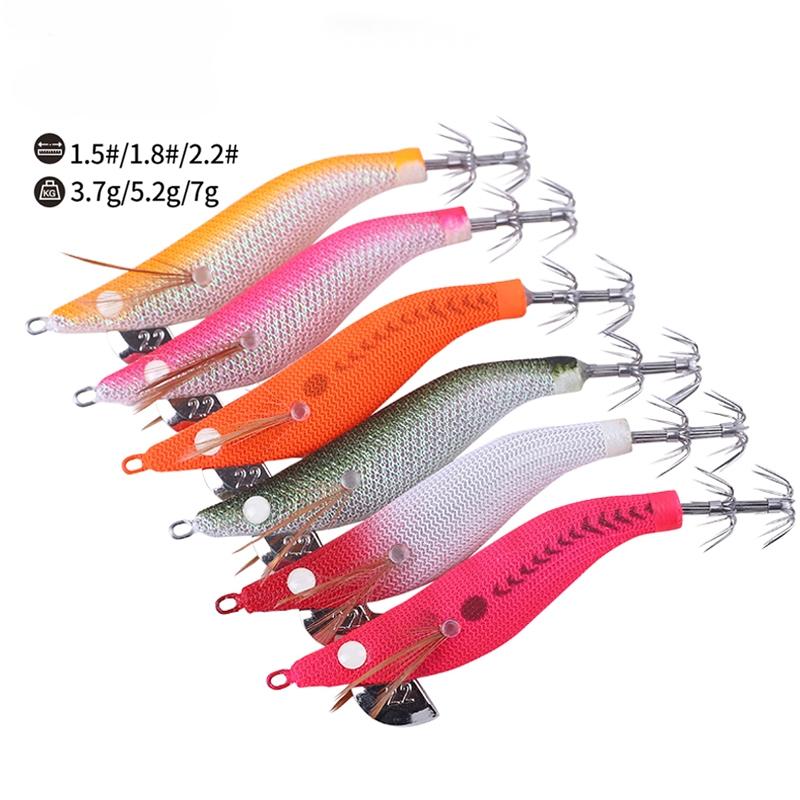 SF Luminous EGI Squid Jig Wooden Shrimp Artificial Baits Cuttlefish EGI Squid Jigging Fishing Lure