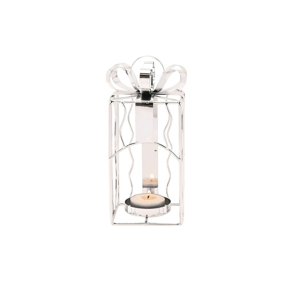 Metal Present Shaped Tealight Holder - 16cm