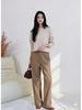 Nordic Retro High-Waist Corduroy Scimitar Pants - 100% Cotton, Canelé Style, Straight Leg, Long.