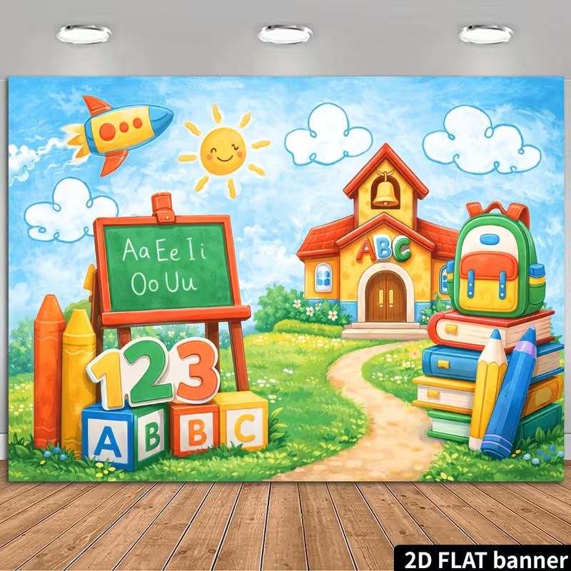 2D Cute Learning Theme Kids Backdrop Photography Background