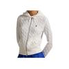 Polo Ralph Lauren Double Zipper Closure Hooded Long Sleeve Knit Sweater Women Sweater White 211959124-002