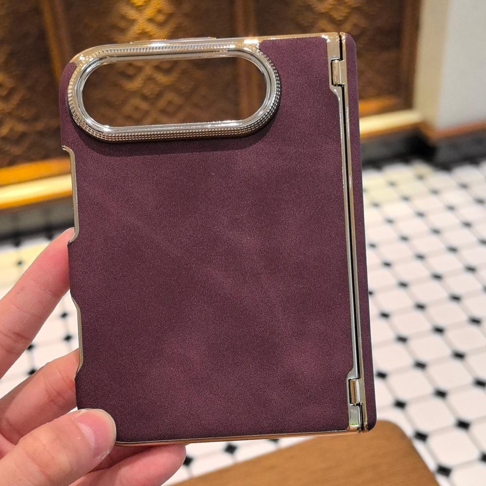 Luxury Lambskin Leather Hinge Protection Matte Phone Case For iPhone Duo Matte Thickened Shockproof Protection Soft Back Cover