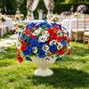4th of July Artificial Pansy Flowers for Outdoor, UV Resistant Faux Silk Patriotic Flowers, Red Blue White Fake Flowers for Planter Front Door Porch