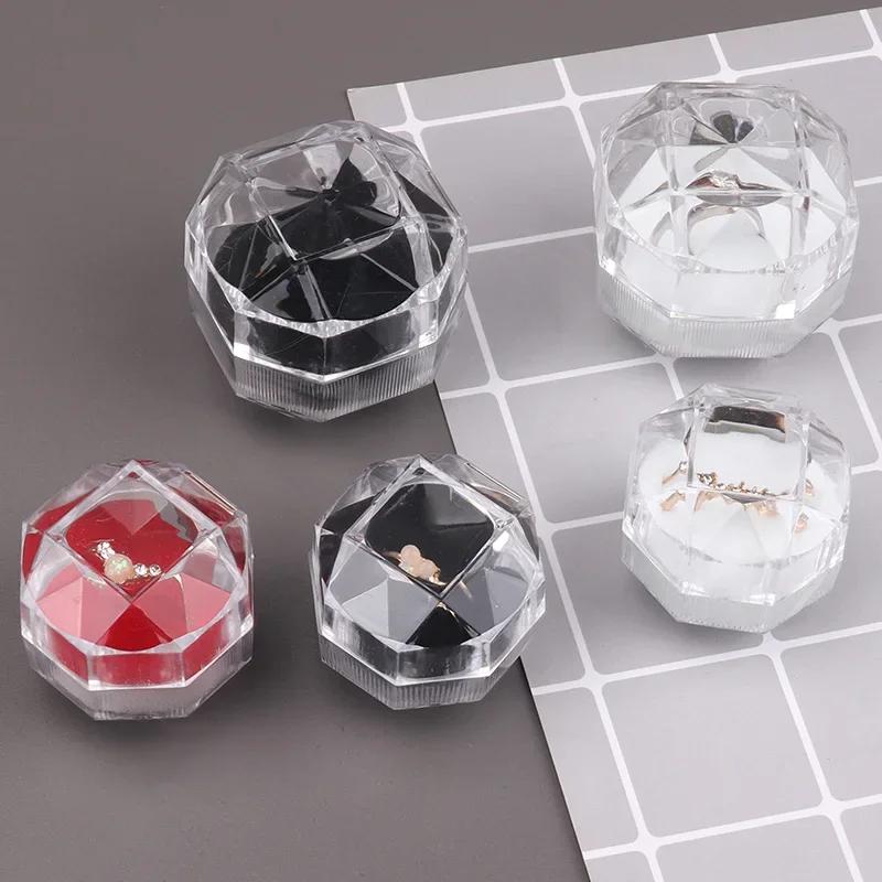 20 STÜCKE Acryl Kristall Ringboxen Aufbewahrungs-Präsentationsbox Aufbewahrungs-Organizer-Etui Transparente Verpackungsbox für Hochzeitsschmuck-Verpackung