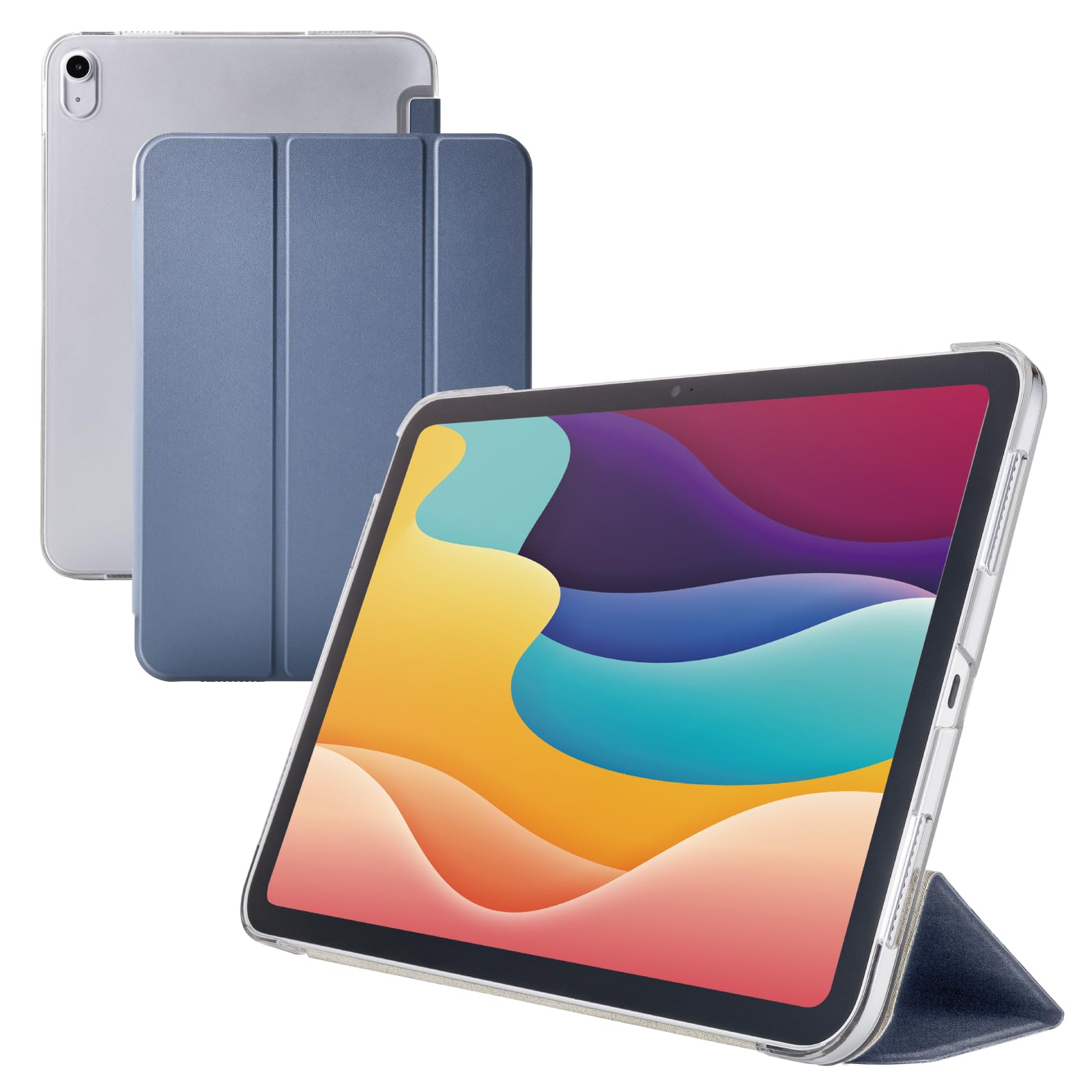 

Elecom IPad A16 11-го поколения 11 дюймов 2025 дюймов 10-го поколения 2022 2 регулируемые откидные прозрачные сон темно-синий 10.9 чехол, угол, в комплекте, чехол, режим,