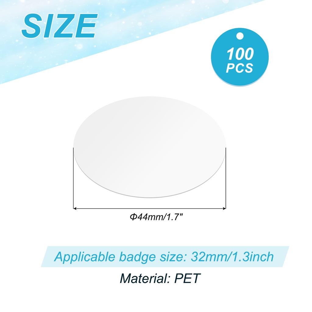 44/48/54/61/65/70mm Badge Film 100/200 Pcs Transparent Circle Mylars Plastic Badge Protective Film Round Badge Button Maker