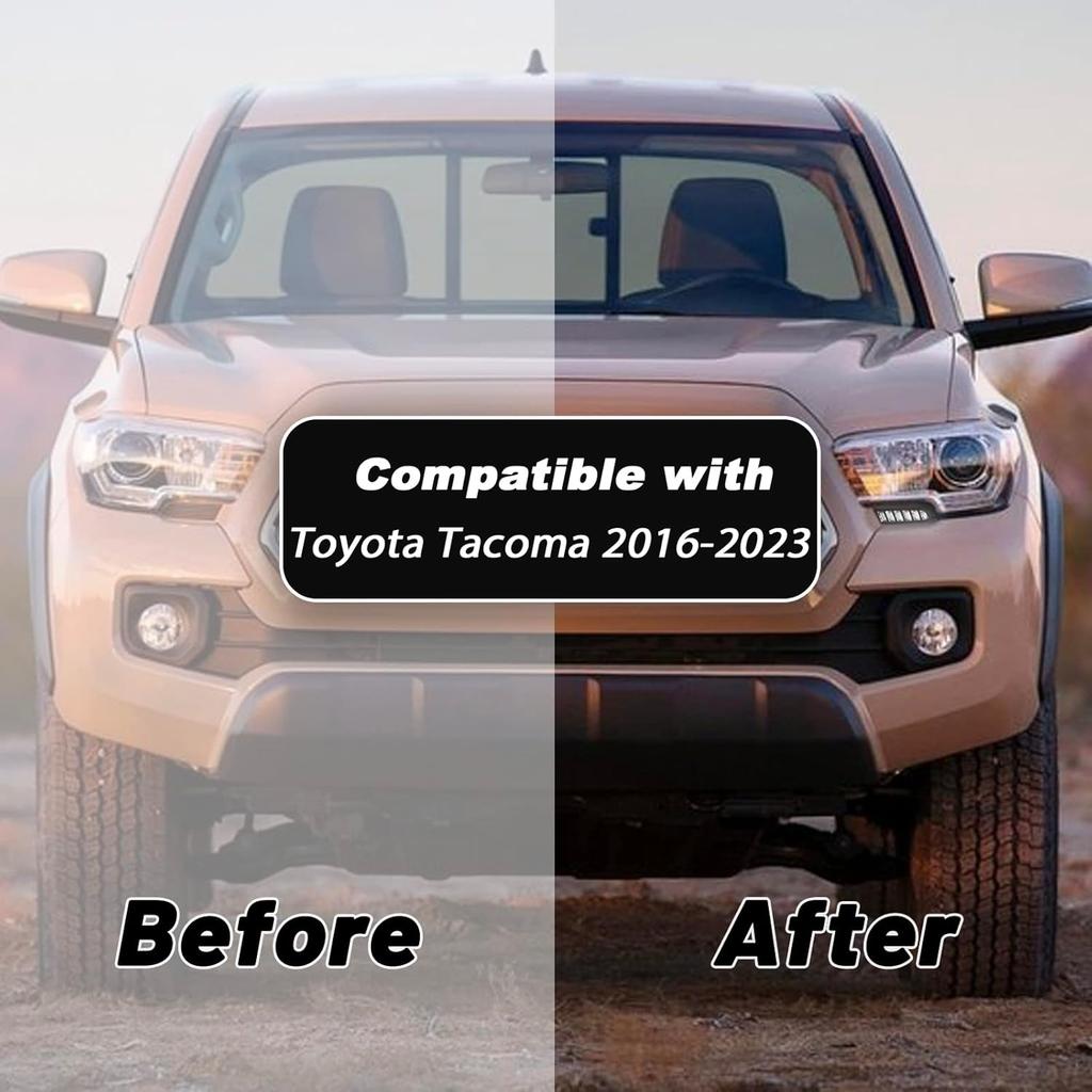 FulL LED DRL Lens Front Headlight Side Marker Bumper Light Assembly Compatible With 2016- Tacoma,Switchback White&Amber Functions As Tail Light Turn