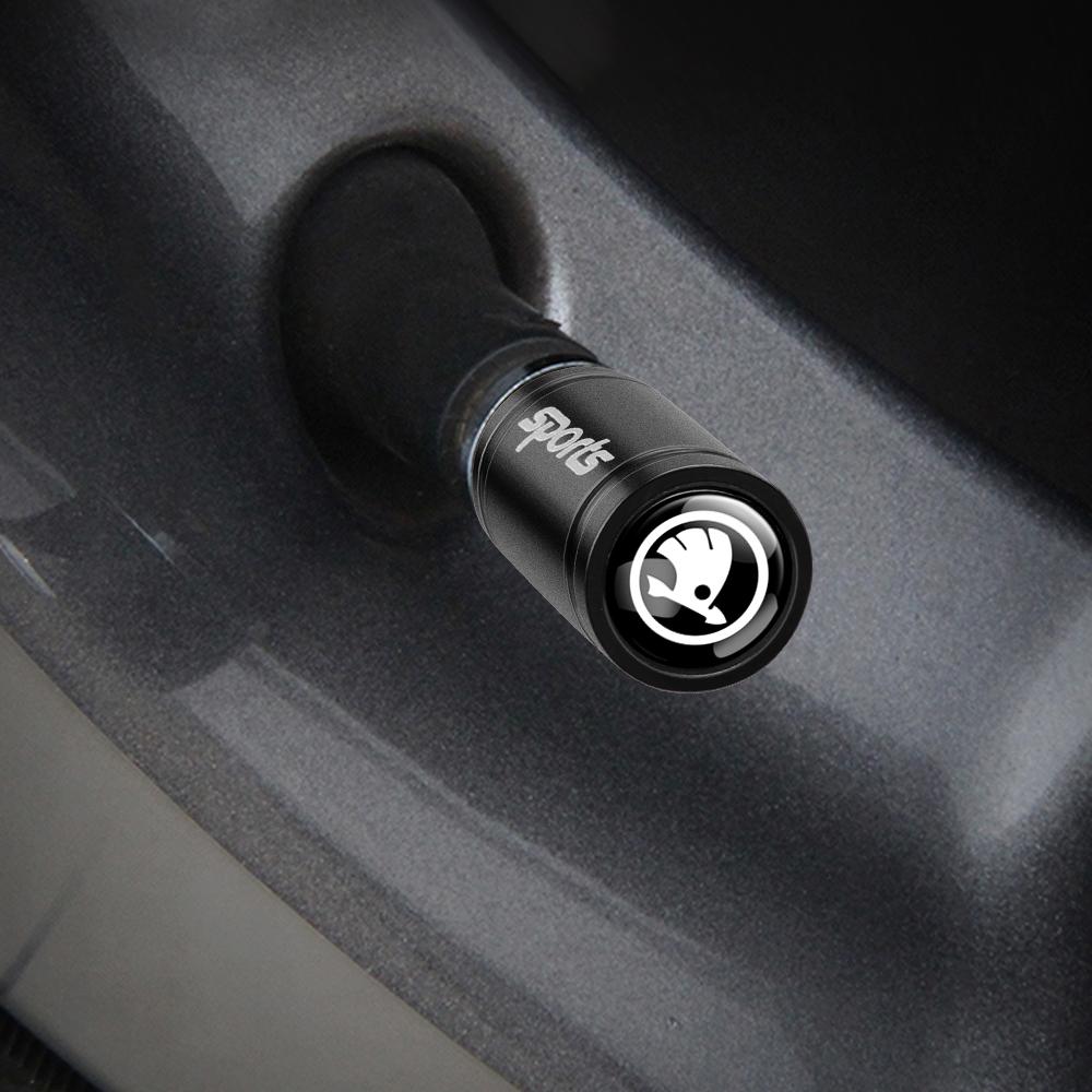 4Pcs Metal Car Styling Wheel Tire Valve Caps Covers Auto Accessories For Skoda Kamiq Vrs Superb Rapid Yeti Octavia A5 A7 Fabia 2
