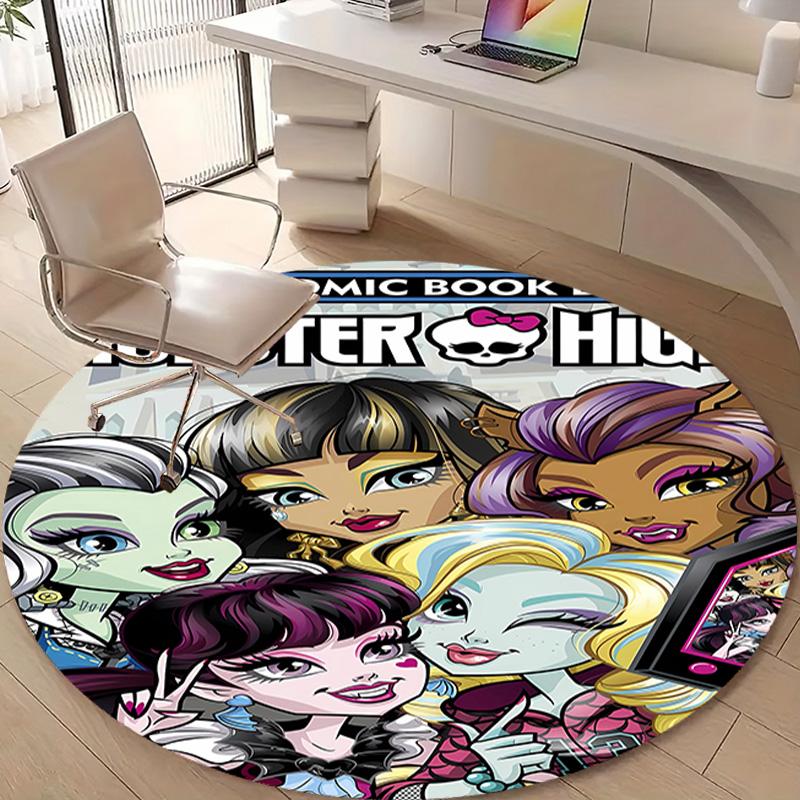 1pc Monster High Draculaura2 Design Printed Area Round Carpet for Bedroom Living Room Home Decor Rugs Mat Non Slip Mat Rug for Bedside