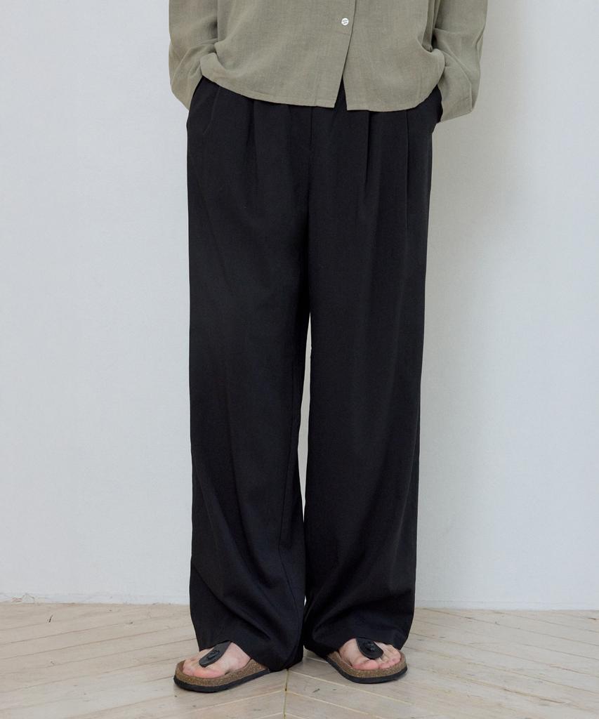 Wednesday Oasis Muse Double-Pleat Semi-Wide Pants_Black(W25-Pt04)