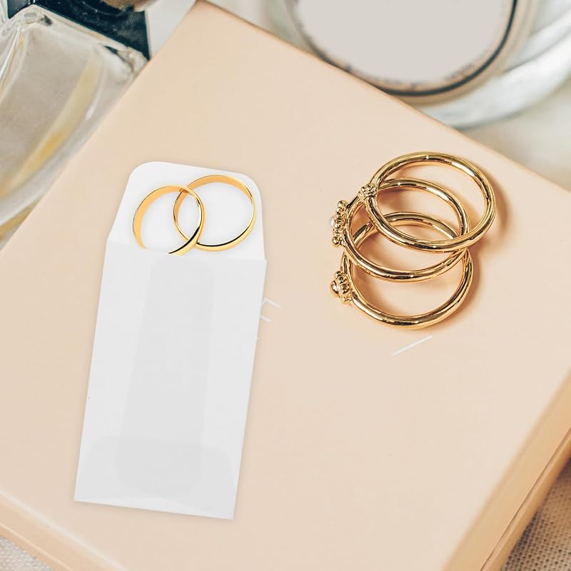 Cabilock Mini Envelopes, Set of 50, 3x5cm, Semi-Transparent Glassine Paper, Tracing Paper, Small Bags, for Packaging Accessories, Coin Envelopes,