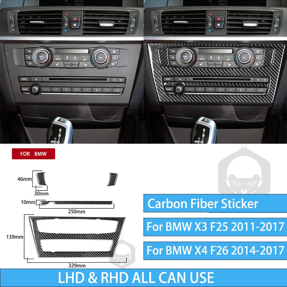 For BMW X3 F25 2011-2017 For X4 F26 2014-2017 Accessories Interior Dashboard Gear Outlet Full Set Kit Carbon Fiber Cover Sticker
