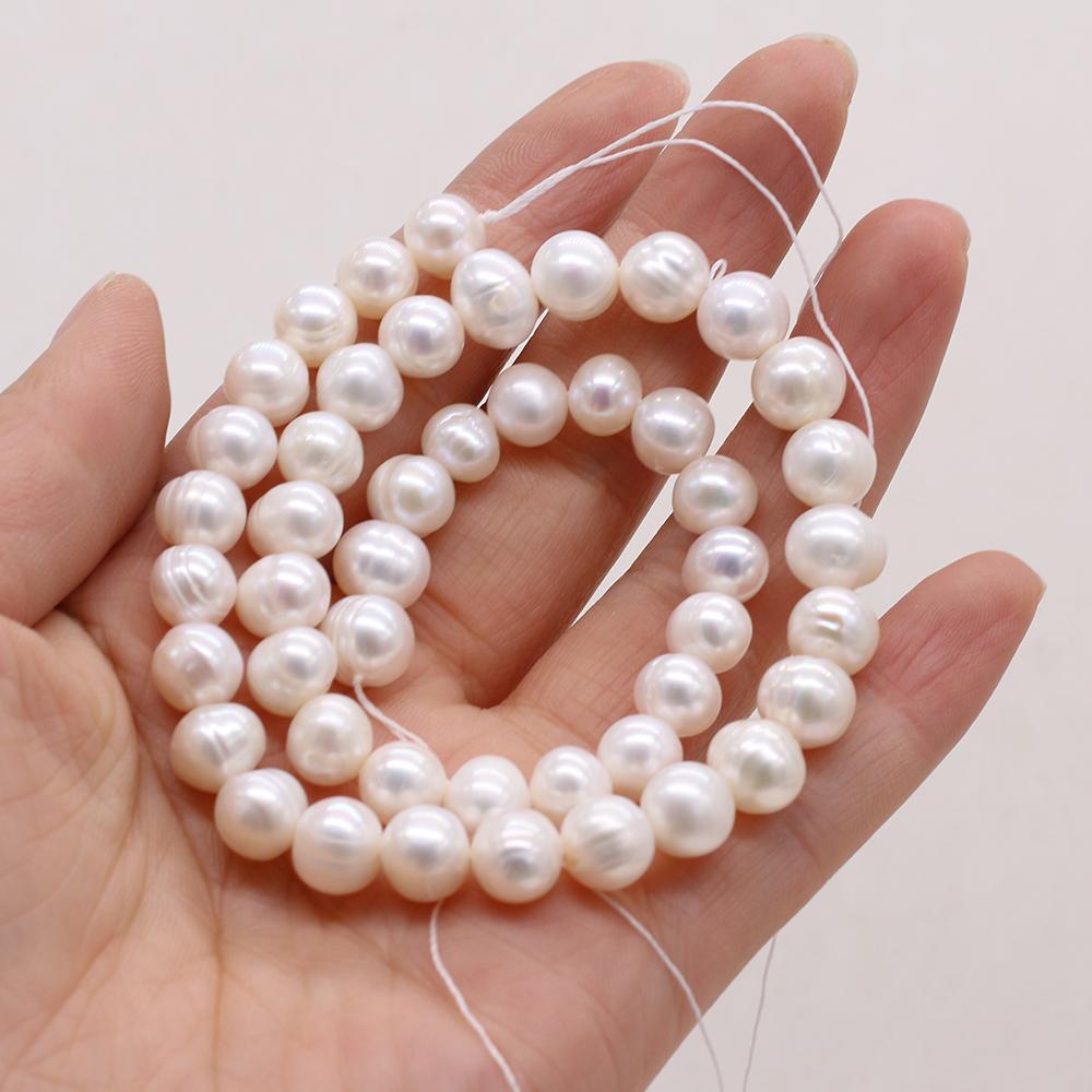 1String, Near Round Pearl 8-9mm, Fashion Women Natural Freshwater Pearl Beads for Jewelry Making DIY Crafts, Luxury Bulk Gifts 36cm 1String/8-9mm-36cm белый