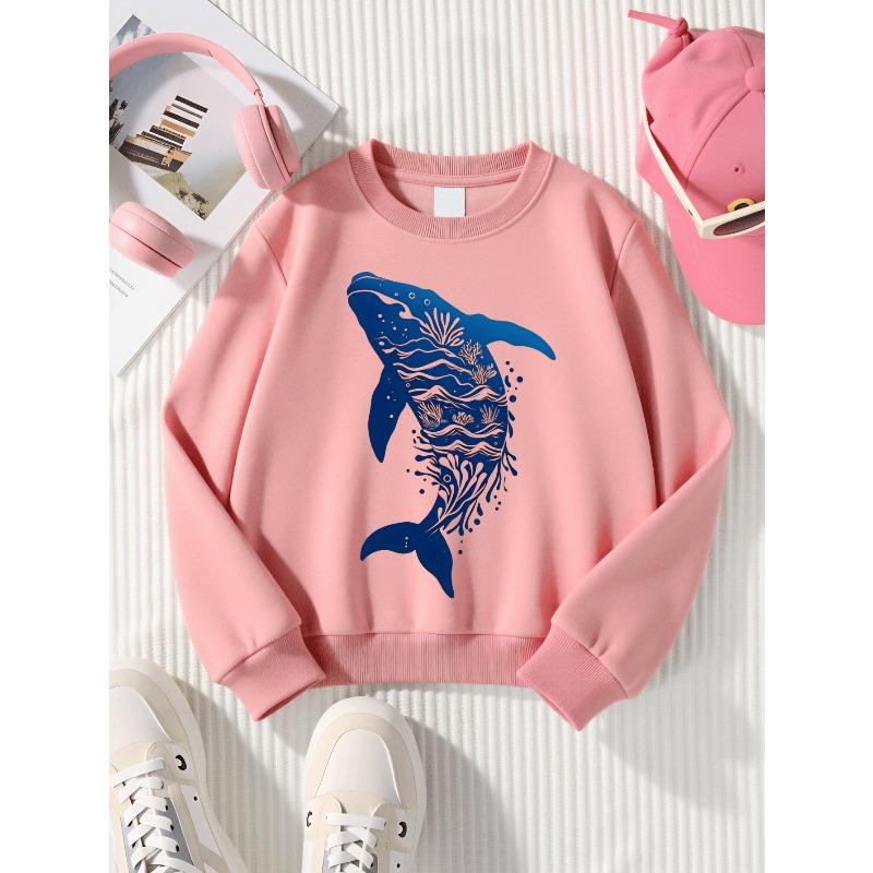 Kids Sweatshirt,Fashion Sweatshirt Featuring Oceanic Whale Art , a Stylish Crew Neck Top Suitable for Autumn And Winter,