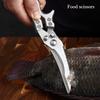 Household Food Scissors Kitchen Stainless Steel Chicken Bone Scissors Kill Fish Barbecue Scissors Powerful Multi-functional Scissors Food Scissors