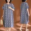 2026 Plus Size Women's Cotton Linen Retro Ethnic Casual Dress
