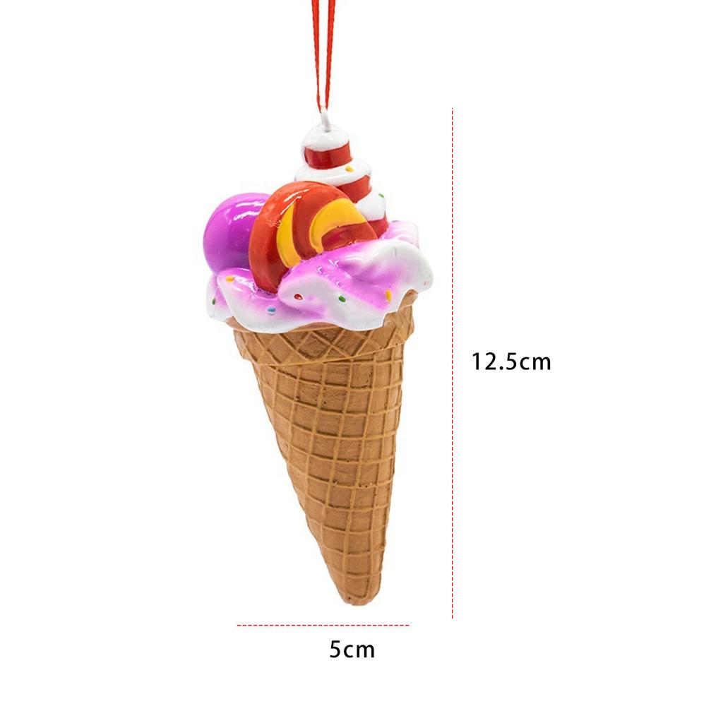 Cute Ice Cream Cone Christmas Hanging Ornaments Miniature Figurine Xmas Tree Pendant for Girls Women Home Party Xmas Tree Decor