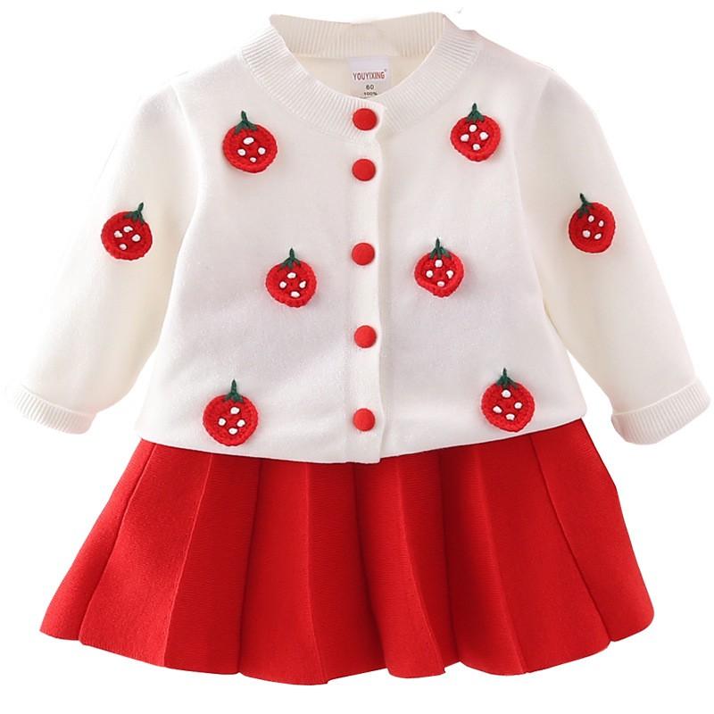 Girls Knit Skirt Set Toddler Kids Cardigan Dress 2Pcs Outfit