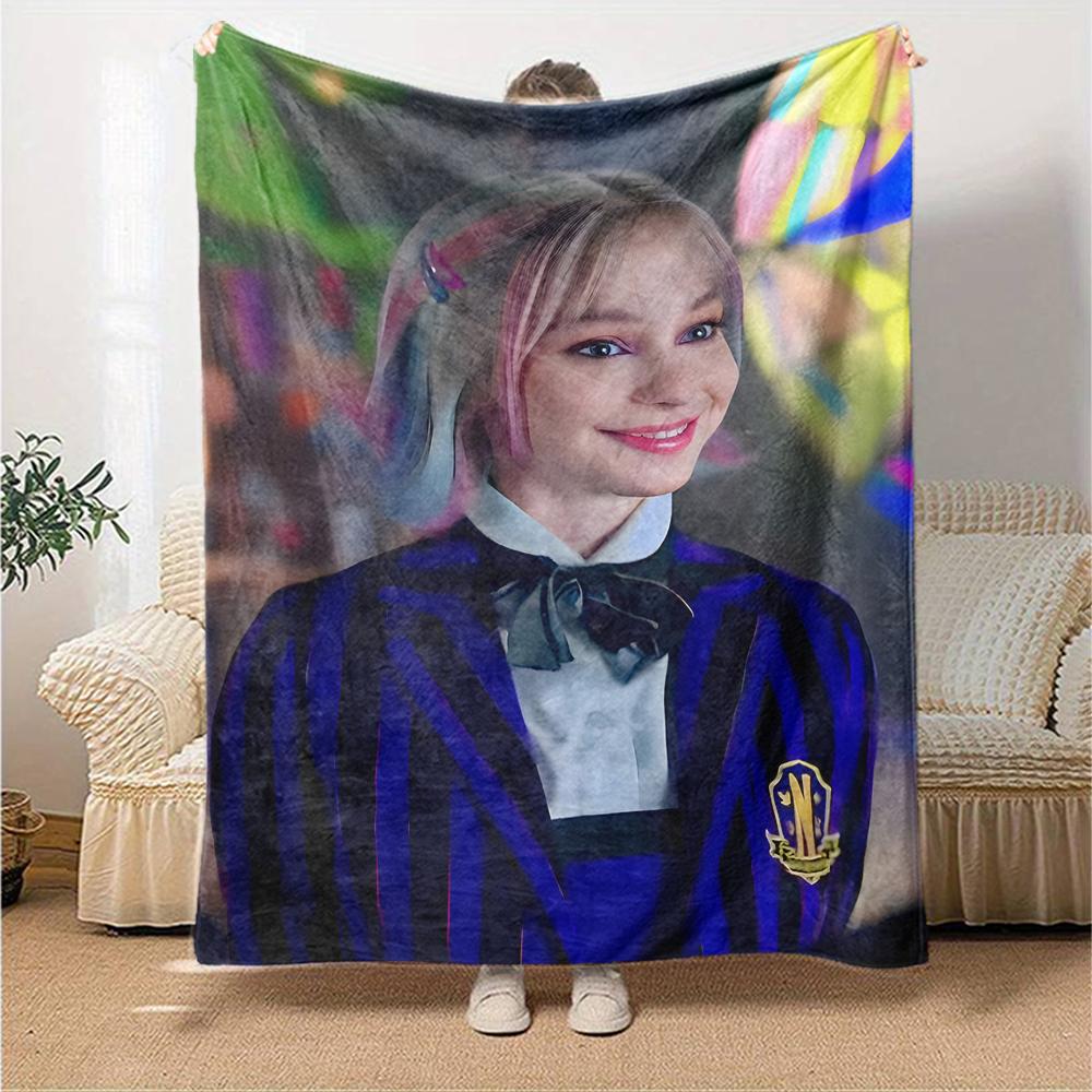 1pc Addams Family Wednesday Enid1 Blanket, Gift, for Men and Women, Soft Blanket, Good for Sofa Bed Couch Travel, Lightweight Flannel Blanket