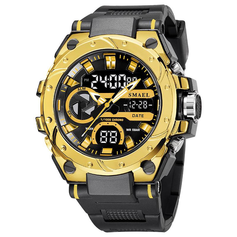 Brand Sport Watches 50M Wateproof Dual Time Display Watches LED 8029 Stopwatches Alarm Multifunctional Men's Wristwatches