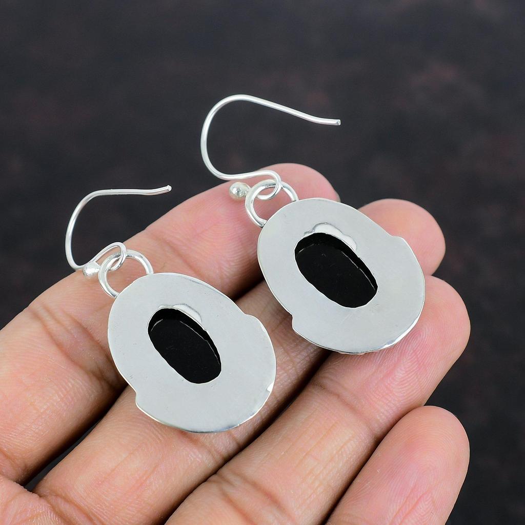 Örhängen i svart onyx Naturlig ädelsten Örhänge 925 Sterlingsilver Örhänge Handgjorda Örhängen Smycken i svart onyx Gåvor till fru Antikt örhänge