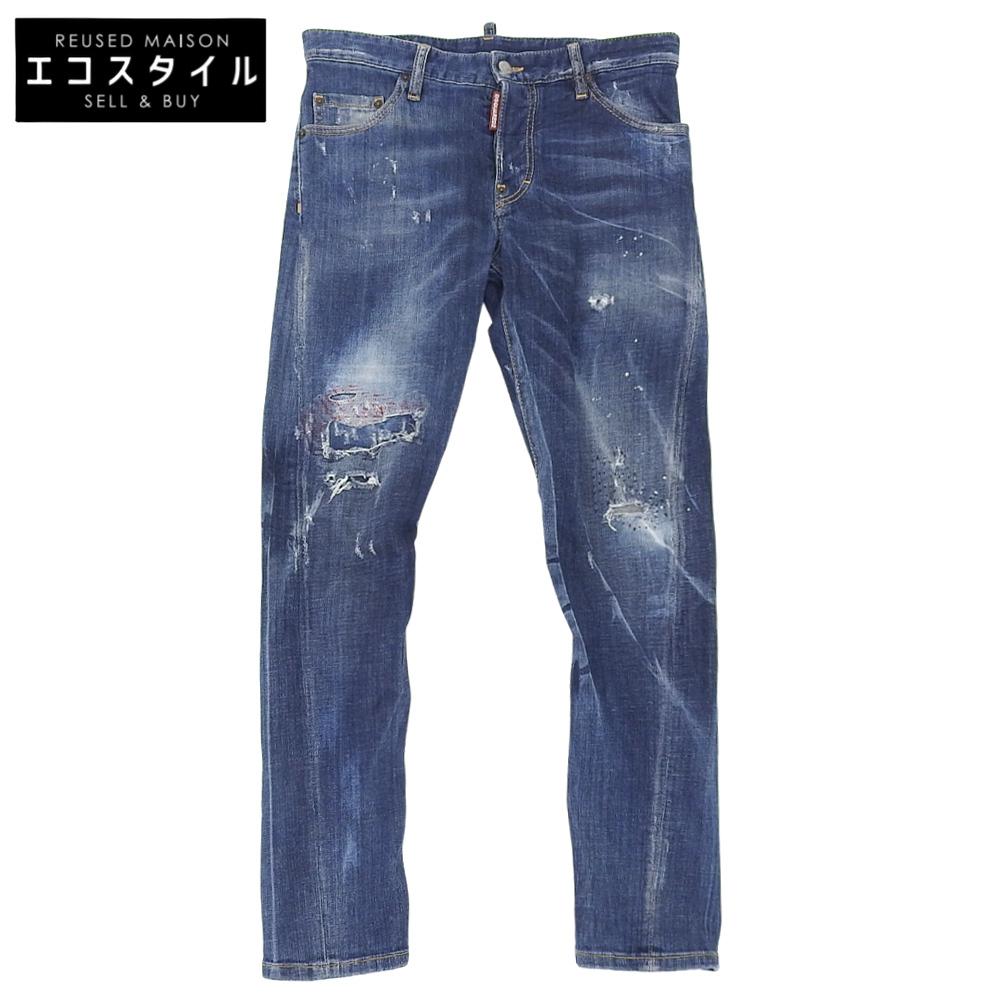 Dsquared2 SEXY TWIST JEAN Distressed Denim Pants, Men's, Indigo, Size 44, 74LB008930342 Bottoms 44 IndigoUsed