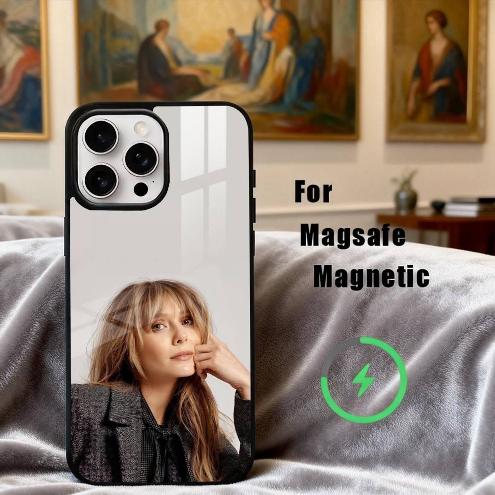 E-Elizabeth O-Olsen Actress Phone Case For iPhone17,16,15,14,13,12,11 Plus,For Magnetic Wireless Charge Cover