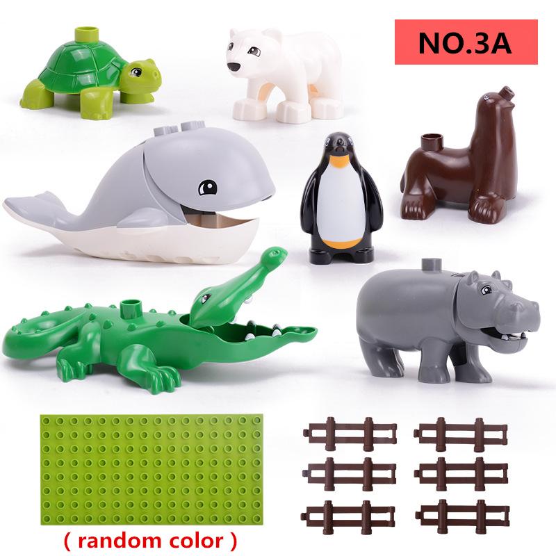 Large Particle Building Blocks Animal Scene Series Zoo World Tigier Lion Giraffe Whale Deer Bricks Toys  For Kids Christmas Gift