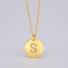 26-Letter English Alphabet Round Pendant Necklace with Micro-set Diamond 'S' Clavicle Chain