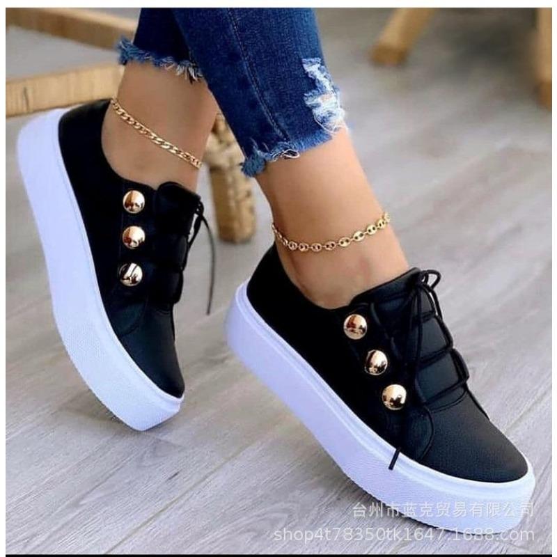 

large size casual fashion light mouth comfortable round head women s shoes 35 чёрный