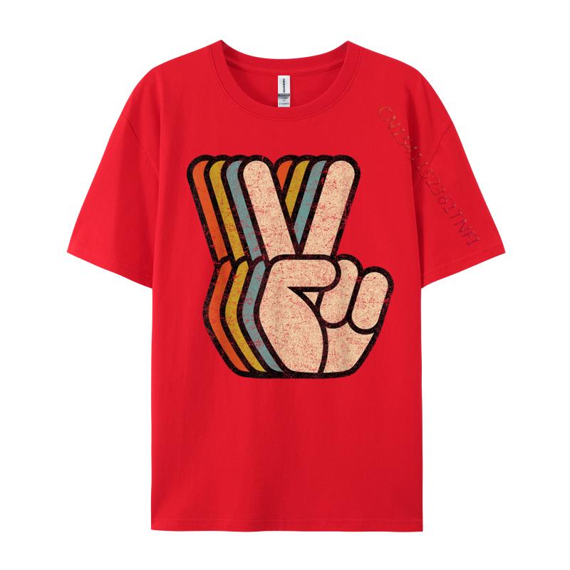 Retro Peace Sign V Fingers Vintage Prevalent Young T Shirts Customized Tees Pure Cotton O-Neck Design Sweatshirts