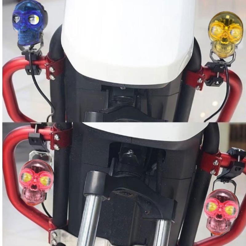 Motorcycle Skull LED Fog Light Auxiliary Headlight Spotlight with Flood Beam and Advanced Optical Lens Technology
