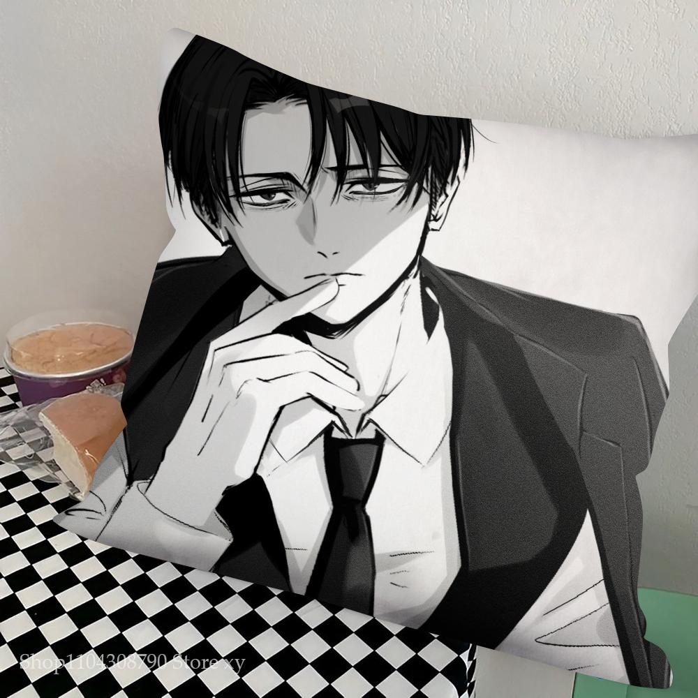 Levi Ackerman Attack On Titan Pillow Case Square Pillow Bedroom Sofa Leisure Comfort Cushion Car Living Room Home Decoration