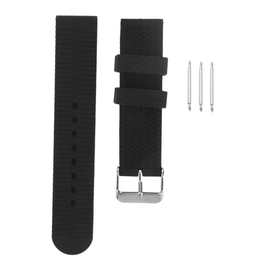 20mm Watch Band Silicone Pin Buckle Sports Tire Grain Watch Strap AccessoryBlack