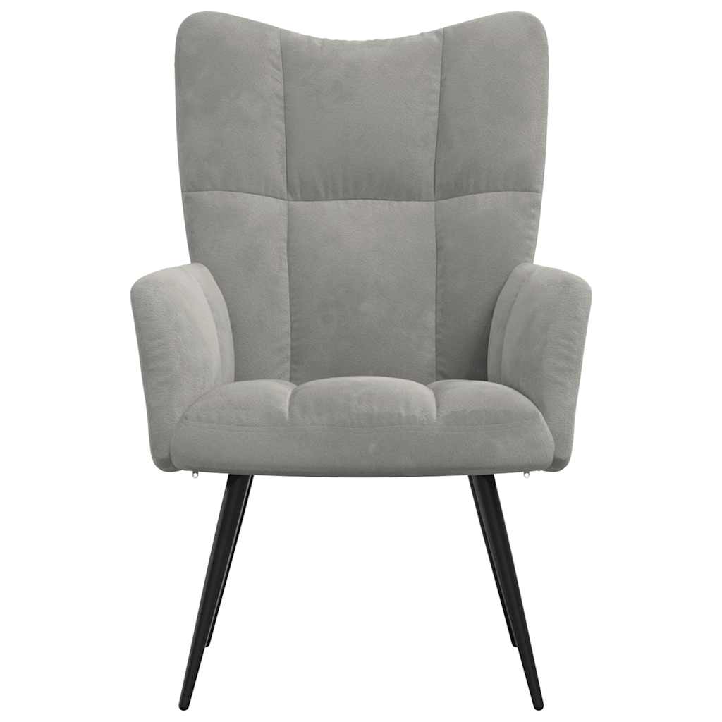Vidaxl Armchair, Light Gray, Upholstered In Velvet