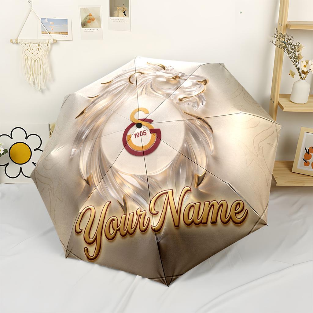 Galatasaray1 Customized Name Umbrella Automatic Umbrella Retractable Design with 8-Rib Durability Compact Design All-Season Umbrella for Travel Elegan