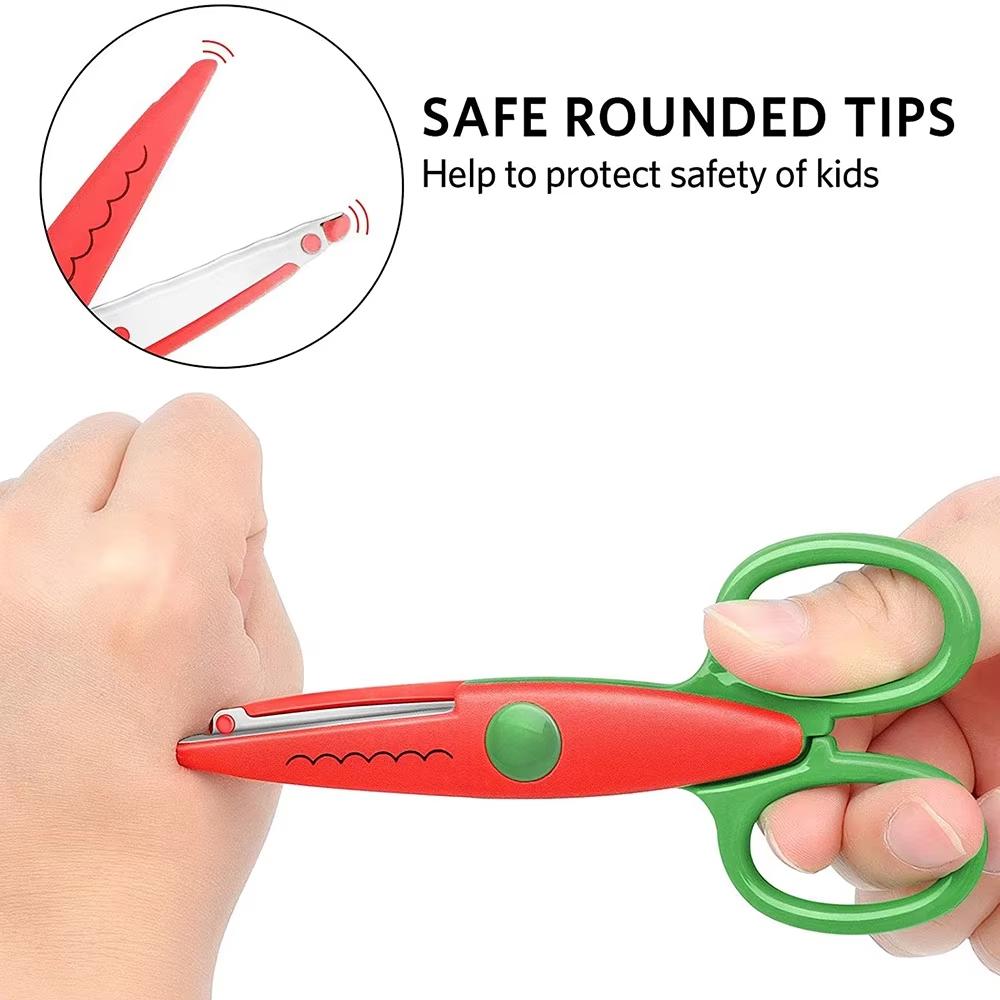 1/6pcs Student DIY Color Album Decorative Lace Scissors with 6 Pattern Hand Scissors Paper Cuttings Scissors Art Safety Scissors