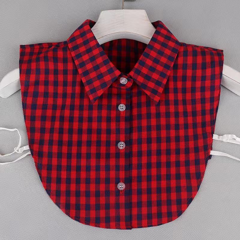 Ins Fake Collar Plaid Shirt Detachable Collars Solid Shirt Womens Dickie Collar White Girls Top Clothes Dickey Collar For Women