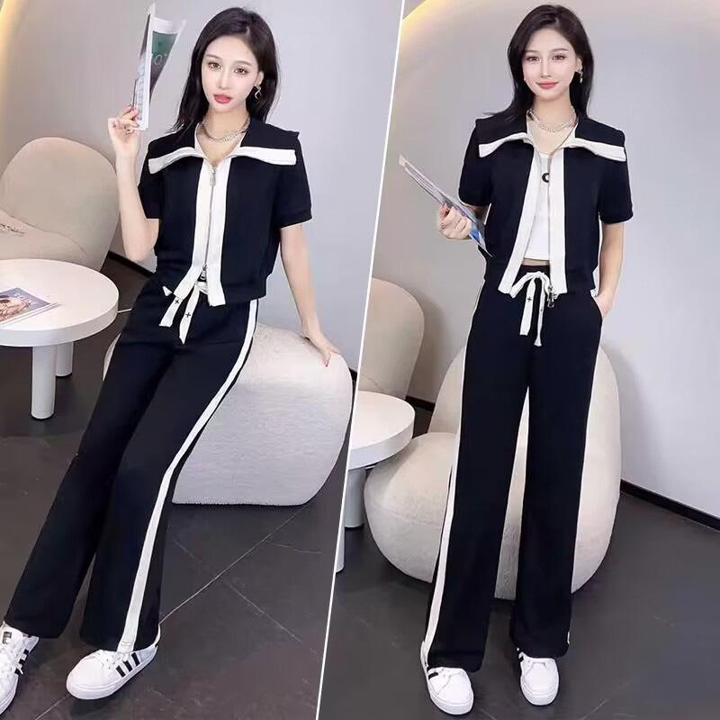 Summer Loose Short-sleeved Casual Two-piece Set, Laid-back Style, Fashionable and Slimming Sportswear for Women