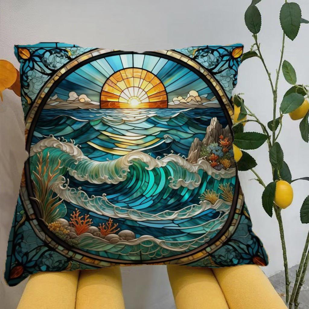 Kissenbezug im BuntglasstilGeeignet für Sofa, Auto, Schlafzimmer, dekorativer Kissenbezug