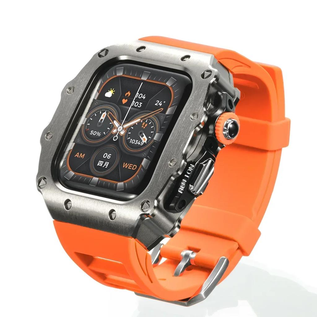 Luxus Metallgehäuse Mod Kit Für Apple Watch S11 10 46MM Edelstahlgehäuse +Silikonband für IWatch Serie 9 8 7 6 5 44mm 45mm