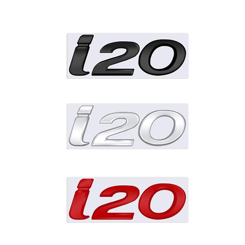 CMQW3 3D For Hyundai I20 Logo Emblem Glossy Black Chrome Silver Red Metal Badge Decal Car Sticker Accessories